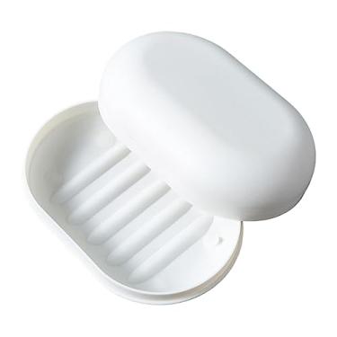 Imagem de Generic Saboneteira com tampa, saboneteira portátil, saboneteira com fecho, saboneteira à prova de vazamento, saboneteira para banheiro caminhadas acampamento, BRANCO