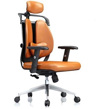 Imagem de Cadeira de escritório Cadeira de escritório giratória executiva com encosto alto em couro PU Cadeira de computador Soli Color Gaming Chair (tamanho: 116x70x68cm) (cor: laranja, tamanho: 116x70x68cm)