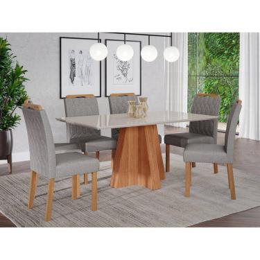 Imagem de Sala de Jantar Patricia 160cm com 6 Cadeiras Paola Cinamomo/Off White/Mad/Grafite