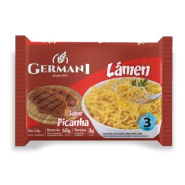 Imagem de Macarrão Instantâneo Sabor Picanha Germani 63G, Germani Alimentos, Macarrão Lámen Com Tempero Sabor Picanha, Vermelho, Pronto Em 3 Minutos, Receita Caseira Desde 1892