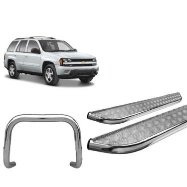 Imagem de Kit Quebra Mato S/Barra Estribo Chapa TrailBlazer Cromado - HOZZ