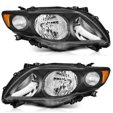 Imagem de WEELMOTO Faróis para Corolla 2009-2010, substituição de farol compatível com 09 10 Corolla preto alojamento lente transparente refletor âmbar lado esquerdo + direito
