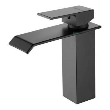 Imagem de Torneira Banheiro Monocomando Cascata Quadrada Preto Fosco - deckcasa