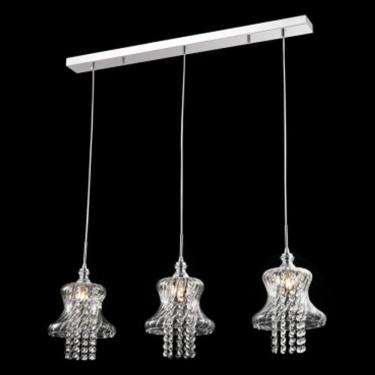 Imagem de Pendente Triplo Vidro Transparente com Cristais 3G9 PE-012/3.80 Mais Luz