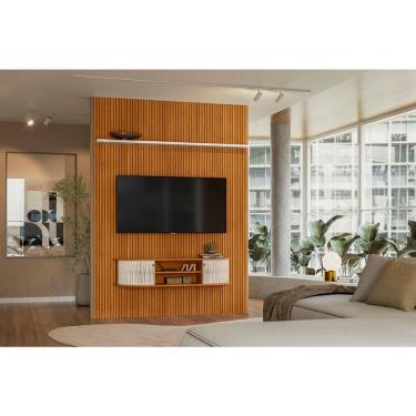Imagem de Painel + Rack Suspenso New Monte Carlo Para TV até 65 Polegadas - Cinamomo Off White - Madetec
