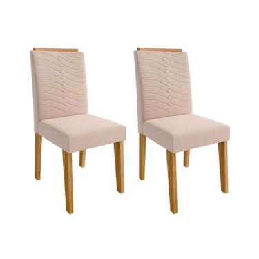 Imagem de Kit 2 Cadeiras Sala Jantar Clarice Wood 2 Un Savana-madeirado-suede Nude Bege - Cimol