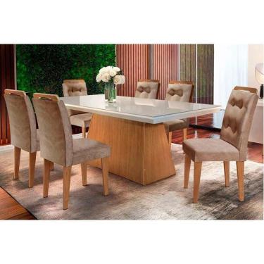 Imagem de Sala De Jantar Completa Luna C- Tampo Vidro Canto Curvo 180x90cm E 6 Cadeiras Imperatri...