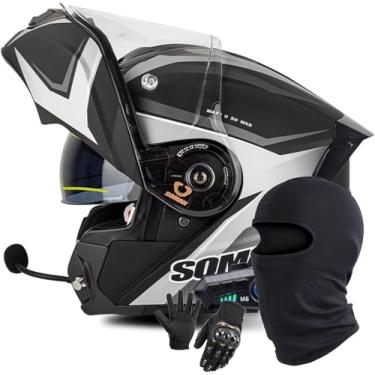 Imagem de Capacete Modular Dobrável Capacete De Motocicleta Integral Com Viseira Dupla Dot/Ece Aprovado Motocicleta Capacete Integrado Capacete De Scooter Capacete De Motocross Para Mu, B, 3XL/65-66CM