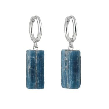 Imagem de Brinco de Argola Apatita Canudo - Cristal Natural, Prata 925