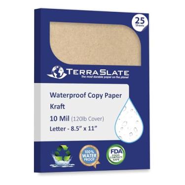 Imagem de TerraSlate Papel | Papel Kraft | Papel impermeável de 21,6 cm x 28 cm | Compatível com papel para impressora a laser, máquina de copiar e prensa digital, 25 folhas (10 MIL TerraSlate (capa de 54 kg)),