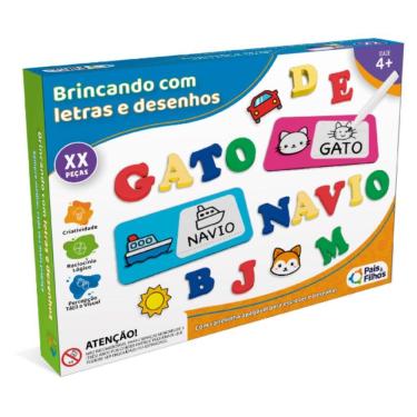 Imagem de Brinquedo Educativo Letras Figuras Coloridas Infantil 102 pc