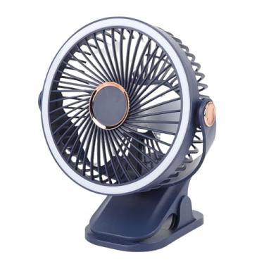 Imagem de Fockety Clip No Ventilador, 5 Velocidades de Balcão de Fluxo de Ar Forte Com Forte Grampo e Luz LED, 720 ° de Rotação Recarregável Bateria Operada por Ventilador Portátil para (Azul)