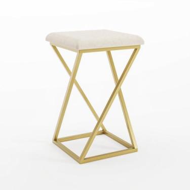Imagem de Banqueta Z Baixa 48cm com Armação de Metal - Automac Decor, Dourado