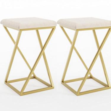 Imagem de Kit 2 Banqueta Z Baixa Luxo 48cm em Metal - Automac Decor, Dourado