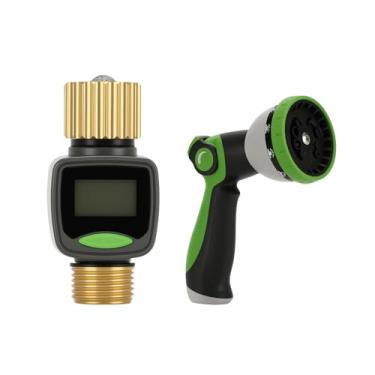 Imagem de Watflow Medidor de fluxo de água de 3/10.2 cm com kit de bocal de água, mudança de 4 modos, medida do consumo de galão/litro para mangueira de jardim, tanque de água para trailer, irrigador de gramado