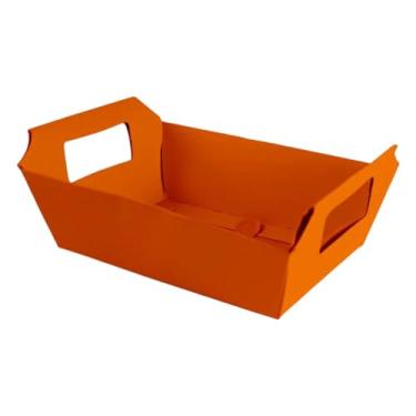 Imagem de Kit 10 Cestinhas de Papel Coloridas 18x12x5cm – Para Presentes, Chocolates, Lembrancinhas e Decoração do Dia das Mães (Laranja,20 UNIDADES)