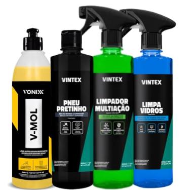 Imagem de Vonixx Kit de Limpeza Automotiva, Lava Autos V-mol, Pretinho, Multiação e Limpa Vidros
