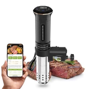 Imagem de KitchenBoss Máquina de Sous Vide Wifi: Controle de Aplicativo Circulador de Imersão de Precisão Ultra-silenciosa, Aço Inoxidável Impermeável IPX7 1100W Máquinas Profissionais de Cozimento de Baixa
