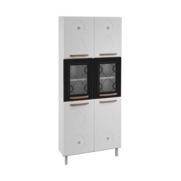 Imagem de Paneleiro Duplo De Aço 80cm Regina Glass Cr6133 Branco preto - MULTIMO