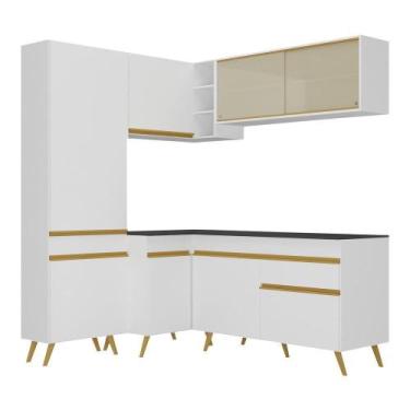 Imagem de Cozinha Completa De Canto Mp2054 Com Armário E Balcão Branca - MULTIMO