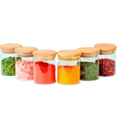 Imagem de Kit com 6 Potes 200ml de Vidro Herméticos Organizadores de Cozinha Tam