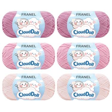 Imagem de Franel 4 camadas 60% algodão 40% fio acrílico - 6 × 40 g (240 g/839 jardas) - para tricô e crochê, adequado para cobertores de bebê, suéteres, cachecóis, bonecas e mais artesanato (gradiente rosa)