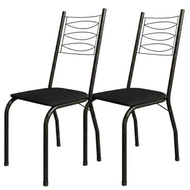 Imagem de Kit 2 Cadeiras Tubular America 062 Cromo Preto Assento Artef Preto