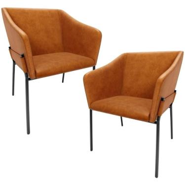 Imagem de Kit 2 Cadeiras Para Sala De Jantar Estar Living Olívia L02 Couríssimo Canela - Lyam Decor