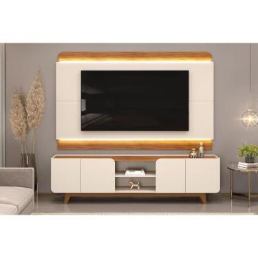 Imagem de Estante P- Sala Até 75 Pol Nadine C- 4 Portas 220x605cm Bali-cedro - Dj Móveis