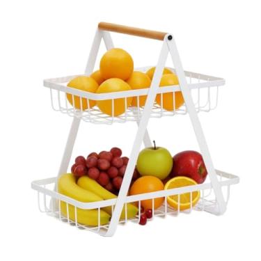 Imagem de Fruteira De Mesa Ou Cesto Metal Organizador Para(Branco)