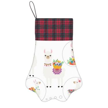 Imagem de SKKNT Meias de Natal com estampa de lhama para animais de estimação, decoração de Natal, cães, gatos, árvores, presente conveniente