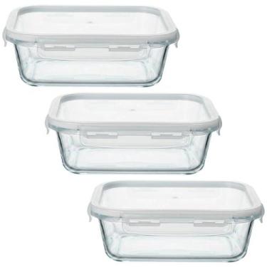 Imagem de Conjunto de Potes Herméticos de Vidro Borossilicato com Travas Retangu