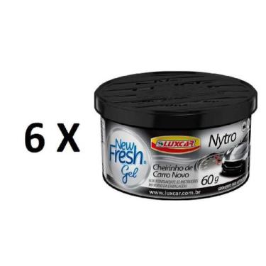 Imagem de 6 New Fresh Gel Nytro Cheirinho de Carro Novo 60g Luxcar  