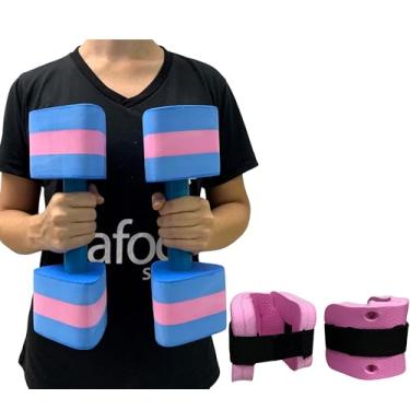 Imagem de Kit Par Halteres Hidroginástica 2-3kg + Caneleiras 2-3kg Dafoca Sports Azul/Rosa