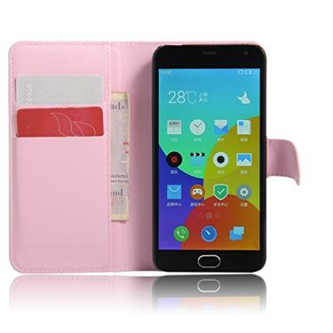 Imagem de Capa carteira MEIZU M2, capa carteira flip de couro PU premium com compartimento para cartão, suporte e fecho magnético [capa interna de TPU à prova de choque] compatível com MEIZU M2