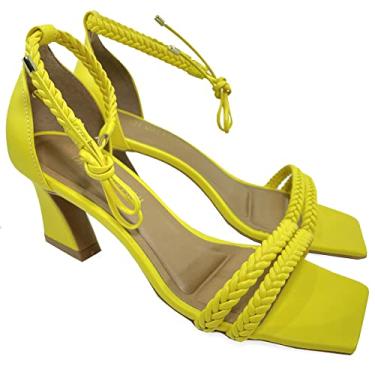 Imagem de Sandália Di Valentini Tiras Tranças De Amarrar - Amarelo - 38