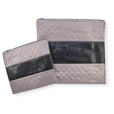 Imagem de Majestic Giftware Conjunto de bolsas Tallit and Tefillin (TBS914) | Bolsas com zíper tradicionais cinza/preta para xaile de oração judaica e tefillin com capa de proteção de plástico | Bolsa Tallis