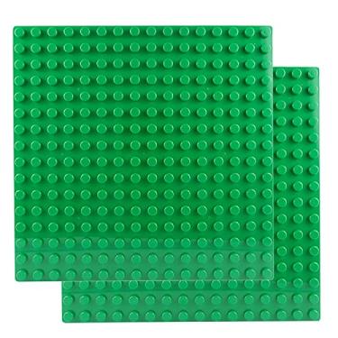 Imagem de BOROLA Classic Large-Sized Bricks Baseplates 10" x 10", Multi-Color Building Brick Base Plate Compatible with Most Major Brands Perfect for Creative Play(2PCS,Dark Green)