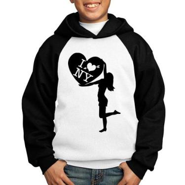 Imagem de Moletom Infantil I love NY Girl - Foca na Moda, Branco, Preto, 12