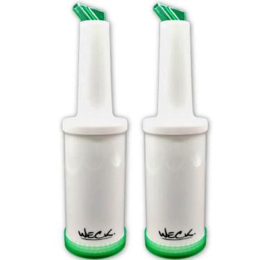 Imagem de Kit 2 Garrafa Storen Pour 1l Verde Weck Armazenar e Servir Bartenders 