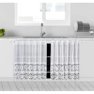 Imagem de Cortina De Renda Pia Stilo Com Varão Beija Flor 2pçs, Branco