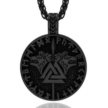 Imagem de Hoyazvet Colar nórdico viking Mjolnir Runes para homens, vintage dragão amuleto mitologia nórdica joia Valknut, com caixa de presente, Aço inoxidável, Sem Pedra Preciosa