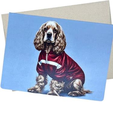 Imagem de Whitman and Daughter Cartão de aniversário Cocker Spaniel (1 cartão premium, 12 x 17 cm) cartão de roupa de cachorro em branco para todas as ocasiões, como treinador, obrigado ou pensando em você -