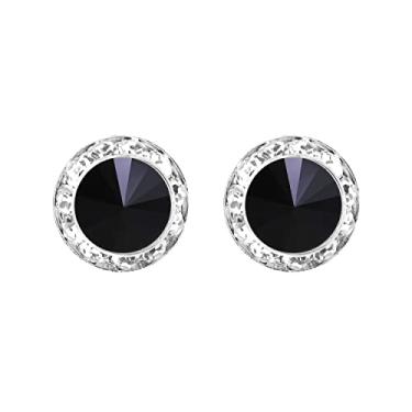 Imagem de Rosemarie & Jubalee Brincos femininos atemporais clássicos hipoalergênicos com pino traseiro feito com cristais Swarovski, 15 mm-20 mm, 20mm, Metal Vidro, Cristal