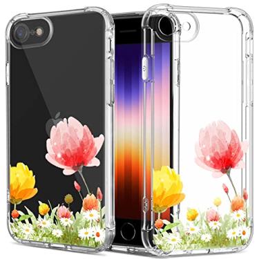 Imagem de GREATRULY Capa floral transparente para iPhone SE 2022/2020 (3ª/2ª geração SE3/SE2) e iPhone 8/7 para mulheres/meninas, capa de telefone de silicone com design de flores bonitas, capa protetora de TPU (poliuretano termoplástico) macio e fino à prova de quedas, FL-20
