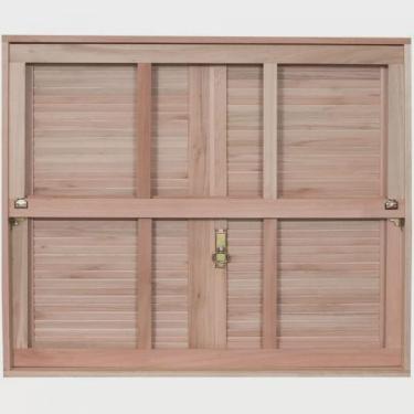 Imagem de Janela de Madeira Veneziana 120x100cm Com Caixilho e Guilhotina ewk G990 Rondosul