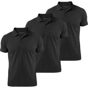 Imagem de Kit 3 Camisa Polo Masculina Básica Lisa Elegante Gola E Punhos Em Reti
