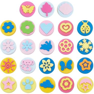 Imagem de SOFPLATE 24 peças, 24 estilos, esponjas de pintura eva, kit de estampagem de tinta, 4 cm, dupla face, formas sortidas, animais, flor, coração, floco de neve, espuma, arte, desenho, ferramenta, esponja