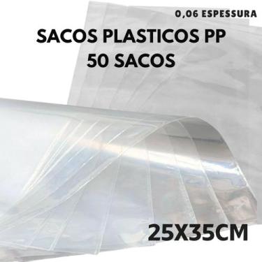 Imagem de Saco plástico cristal PP com 50 unidades, 25x35cm para doces, roupas, 