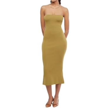 Imagem de WEWOREWHAT Vestido midi colado ao corpo feminino, Salgueiro, XGG